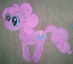 Size: 640x565 | Tagged: artist needed, safe, pinkie pie, earth pony, pony, g4, chalk art, chalk drawing, photo, solo, traditional art