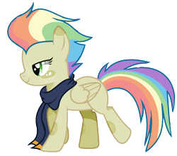 Size: 1060x932 | Tagged: safe, artist:princess-kitsune-tsu, oc, oc only, pegasus, pony, base used, clothes, female, magical lesbian spawn, mare, not applejack, not rainbow dash, offspring, parent:applejack, parent:rainbow dash, parents:appledash, pegasus oc, scarf, simple background, solo, transparent background, walking