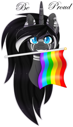 Size: 2108x3688 | Tagged: safe, artist:aestheticallylithi, oc, oc only, oc:lithium frost, pony, unicorn, female, flag, high res, lgbt, mare, pride, pride flag, proud, simple background, transparent background