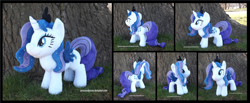 Size: 4268x1754 | Tagged: safe, artist:peruserofpieces, princess luna, rarity, pony, unicorn, g4, testing testing 1-2-3, beanie (plushie), clothes, cosplay, costume, crown, fake wings, female, horn, irl, jewelry, lunarity, mare, photo, plushie, regalia, roleplaying, smiling, solo, standing, tree