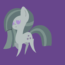 Size: 1378x1378 | Tagged: safe, artist:circuspaparazzi5678, marble pie, earth pony, pony, g4, chibi, frown, purple background, simple background, solo
