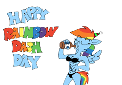 Size: 2937x2039 | Tagged: safe, artist:dragonboi471, rainbow dash, anthro, g4, alcohol, beer, drinking, female, high res, mare, rainbow dash day, solo