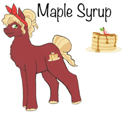 Size: 1280x1178 | Tagged: safe, artist:silver-ops, oc, oc only, oc:maple syrup, earth pony, pony, female, hair tie, magical gay spawn, mare, offspring, parent:big macintosh, parent:donut joe, parents:donutmac, simple background, solo, unshorn fetlocks, white background