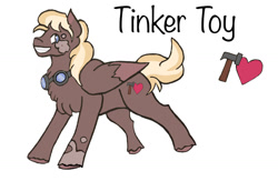 Size: 1280x833 | Tagged: safe, artist:silver-ops, oc, oc only, oc:tinker toy, pegasus, pony, chest fluff, goggles, offspring, parent:derpy hooves, parent:doctor whooves, parents:doctorderpy, simple background, solo, white background