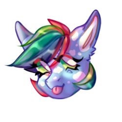 Size: 712x712 | Tagged: safe, artist:malarunych, oc, oc only, pony, multicolored hair, solo, tongue out