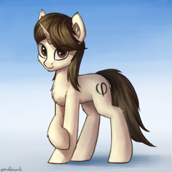Size: 2000x2000 | Tagged: safe, artist:adagiostring, oc, oc only, oc:phaidon, pony, unicorn, chest fluff, commission, commissioner:lahirien, eye clipping through hair, high res, horn, looking at you, male, shading, signature, smiling, smiling at you, solo, stallion, unicorn oc