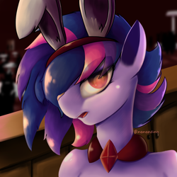 Size: 1366x1366 | Tagged: safe, artist:nanazdina, derpibooru exclusive, twilight sparkle, anthro, g4, bunny ears, cute, diamond, digital art, ibispaint x, nightclub, solo, twiabetes