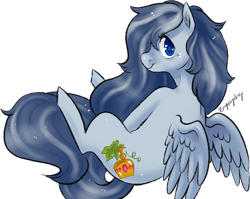 Size: 1596x1270 | Tagged: safe, artist:1eg, oc, oc only, oc:splendence, pegasus, pony, chalice, cute, long mane, looking at you, original character do not steal, simple background, sitting, solo, transparent background