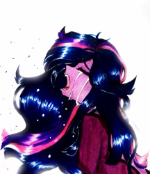 Size: 2778x3221 | Tagged: safe, artist:liaaqila, twilight sparkle, equestria girls, g4, anime, crying, crying aya asagiri, eyes closed, female, high res, meme, open mouth, ponified meme, sad, solo, traditional art