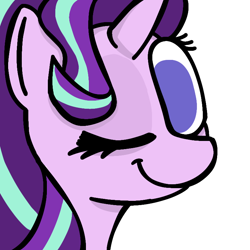 Size: 768x768 | Tagged: safe, artist:fraciss, starlight glimmer, pony, unicorn, g4, bust, one eye closed, simple background, solo, white background, wink