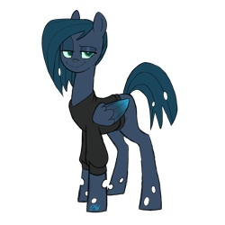 Size: 2000x2000 | Tagged: safe, artist:chelseawest, oc, oc only, changepony, hybrid, pony, clothes, high res, interspecies offspring, offspring, parent:queen chrysalis, parent:star hunter, shirt, simple background, solo, transparent background