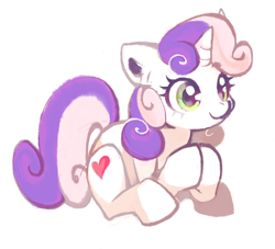 Size: 1100x1000 | Tagged: safe, artist:n0pies, sweetie belle, pony, unicorn, g4, alternate cutie mark, cute, diasweetes, hooves together, simple background, smiling, solo, white background