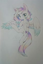 Size: 1280x1899 | Tagged: safe, artist:aleurajan, oc, oc only, alicorn, pony, alicorn oc, ear fluff, female, horn, mare, solo, traditional art, wings