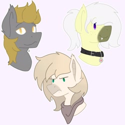 Size: 2048x2048 | Tagged: safe, artist:redthedragon, oc, oc only, oc:devin, oc:eggnog, bat pony, pony, bust, cute, female, grumpy, high res, looking at you, male, mare, portrait, smiling, stallion, trio