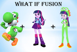 Size: 1280x868 | Tagged: safe, artist:daniotheman, artist:selenaede, artist:sugar-loop, twilight sparkle, human, yoshi, equestria girls, g4, barely eqg related, base used, clothes, cosplay, costume, crossover, female, fusion, male, shoes, super mario bros., twilight sparkle (alicorn), yoshilight