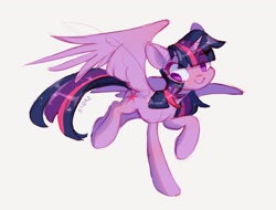 Size: 2048x1556 | Tagged: safe, artist:shore2020, twilight sparkle, alicorn, pony, g4, cute, female, mare, no pupils, simple background, solo, spread wings, twiabetes, twilight sparkle (alicorn), white background, wings