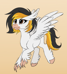 Size: 2905x3187 | Tagged: safe, artist:starshade, oc, oc only, oc:stormy, hippogriff, beak, commission, female, flying, high res, hippogriff oc, hooves, simple background, solo, spread wings, talons, wings