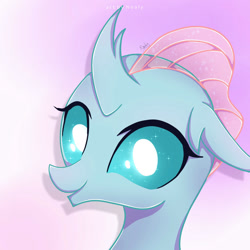 Size: 1280x1280 | Tagged: safe, artist:nnaly, ocellus, changedling, changeling, g4, bust, catchlights, cute, diaocelles, female, portrait, quadrupedal, signature, smiling, solo, sparkly eyes