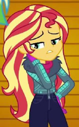 Size: 450x715 | Tagged: safe, screencap, sunset shimmer, equestria girls, equestria girls specials, g4, my little pony equestria girls: better together, my little pony equestria girls: holidays unwrapped, winter break-in, clothes, cropped, jacket, solo, winter outfit