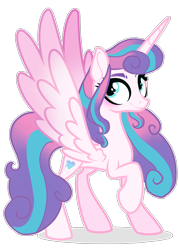 Size: 2589x3626 | Tagged: safe, artist:brushprism, artist:sleepy-rosie-sav, princess flurry heart, alicorn, pony, g4, base used, colored wings, concave belly, female, gradient wings, high res, mare, older, older flurry heart, raised hoof, simple background, slender, solo, thin, transparent background, wings