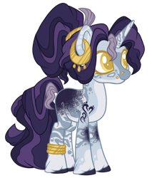 Size: 1024x1204 | Tagged: safe, artist:ninjagobrony287, oc, oc only, unnamed oc, hybrid, pony, unicorn, zony, anklet, base used, colored pupils, ear piercing, earring, female, jewelry, magical threesome spawn, mare, offspring, parent:night light, parent:rarity, parent:zecora, piercing, solo