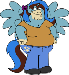 Size: 3451x3718 | Tagged: safe, artist:heartsy-artsy-pony, oc, oc:heartistry, anthro, abomination, commission, commissioner:reversalmushroom, cursed image, family guy, funny, high res, male, meme, nightmare fuel, peter griffin