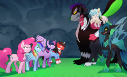 Size: 2861x1753 | Tagged: safe, artist:traupa, cozy glow, lord tirek, pinkie pie, queen chrysalis, rainbow dash, twilight sparkle, oc, alicorn, centaur, changeling, changeling queen, earth pony, pegasus, pony, g4, the ending of the end, alicornified, cloven hooves, cozycorn, female, filly, male, race swap, twilight sparkle (alicorn), ultimate chrysalis