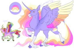 Size: 1550x1024 | Tagged: safe, artist:arexstar, oc, oc only, oc:luminous sky, alicorn, pony, cloven hooves, colored wings, female, magical lesbian spawn, mare, multicolored wings, offspring, parent:princess cadance, parent:rainbow dash, parents:cadash, redesign, solo, unshorn fetlocks, wings
