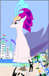 Size: 1280x1968 | Tagged: safe, artist:oceanrailroader, queen novo, human, seapony (g4), walrus, g4, my little pony: the movie, female, giantess, macro