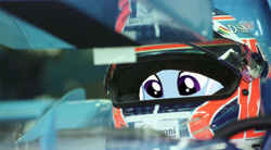 Size: 1416x780 | Tagged: safe, edit, trixie, equestria girls, g4, eye, eyes, formula 1, helmet, solo