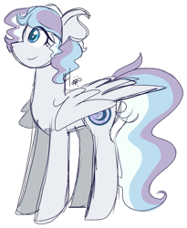Size: 1246x1520 | Tagged: safe, artist:gallantserver, oc, oc only, oc:winter solstice (gallantserver), pegasus, pony, adopted offspring, concave belly, female, mare, offspring, parent:princess cadance, parent:shining armor, parents:shiningcadance, simple background, solo, transparent background