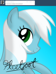 Size: 1280x1685 | Tagged: safe, artist:ask-fleetfoot, fleetfoot, pegasus, pony, g4, ask-fleetfoot, blue coat, blue mane, blue tail, female, green eyes, mare, show accurate, solo, tail, two toned mane, white mane, white tail, wings