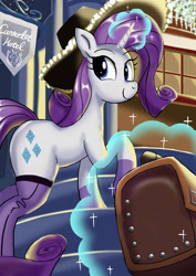 Size: 1024x1449 | Tagged: safe, artist:neoshrek, rarity, pony, unicorn, g4, boots, canterlot, female, hotel, shoes, solo, thigh boots