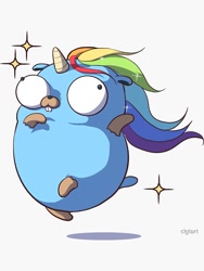 Size: 750x1000 | Tagged: safe, artist:clgtart, gopher, pony, unicorn, barely pony related, golang, no more ponies at source, not rainbow dash, programming, solo