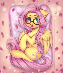 Size: 1588x1854 | Tagged: safe, artist:zefirka, fluttershy, pegasus, pony, g4, alternate hairstyle, cute, glasses, shyabetes