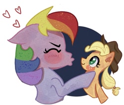 Size: 781x661 | Tagged: safe, artist:camaleao, applejack, rainbow dash, pony, g4, blushing, crush plush, cute, female, kissing, kissy face, lesbian, mare, plushie, puckered lips, ship:appledash, shipping, simple background, sweet dreams fuel, toy