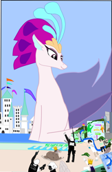 Size: 1280x1968 | Tagged: safe, artist:oceanrailroader, queen novo, seapony (g4), g4, my little pony: the movie, female, giantess, macro, solo