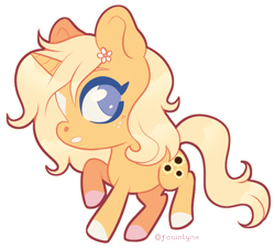 Size: 796x717 | Tagged: safe, artist:frostedpuffs, oc, oc only, oc:goldie, pony, unicorn, chibi, female, mare, simple background, solo, transparent background