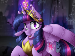 Size: 2224x1668 | Tagged: safe, artist:mychelle, twilight sparkle, alicorn, pony, g4, big crown thingy, crown, cutie mark, element of magic, female, jewelry, looking at you, mare, peytral, regalia, solo, twilight sparkle (alicorn)