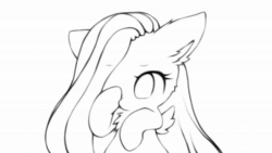 Size: 1280x720 | Tagged: safe, alternate version, artist:aleurajan, fluttershy, pegasus, pony, g4, animated, bust, crying, cute, female, frame by frame, lineart, mare, no sound, shyabetes, solo, webm, wings