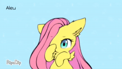 Size: 1280x720 | Tagged: safe, alternate version, artist:aleurajan, fluttershy, pegasus, pony, g4, animated, bust, chest fluff, colored, crying, cute, ear fluff, female, flipaclip, frame by frame, mare, no sound, shyabetes, solo, webm, wings