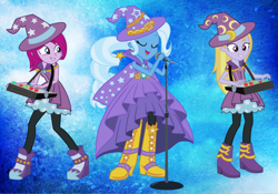 Size: 1400x980 | Tagged: artist needed, safe, fuchsia blush, lavender lace, trixie, equestria girls, g4, my little pony equestria girls: rainbow rocks, microphone, trixie and the illusions