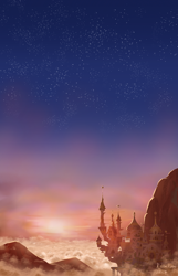 Size: 2880x4472 | Tagged: safe, artist:robinrain8, canterlot, cloud, high res, mountain, no pony, scenery, scenery focus, scenery porn, signature, sky, stars, sunset