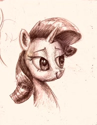 Size: 2416x3100 | Tagged: safe, artist:robinrain8, rarity, pony, unicorn, g4, bust, female, high res, mare, portrait, sketch, smiling, solo, traditional art