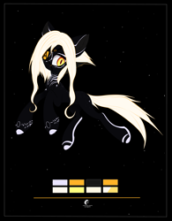 Size: 2500x3204 | Tagged: safe, artist:sinigam41, oc, oc only, oc:burning centau, earth pony, pony, chest fluff, constellation pony, eyepatch, female, freckles, high res, mare, markings, reference sheet, scar, solo, tattoo