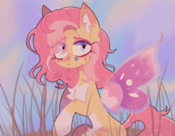 Size: 1241x966 | Tagged: safe, artist:blairvonglitter, pony, butterfly wings, chest fluff, heart eyes, looking at you, solo, wingding eyes, wings