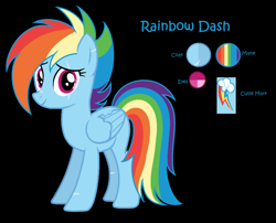 Size: 1760x1424 | Tagged: safe, artist:prismborealisdash, rainbow dash, pegasus, pony, g4, alternate hairstyle, base used, battle scarred, black background, blue coat, broken wing, cutie mark, eye scar, female, looking at you, mare, multicolored hair, older, older rainbow dash, rainbow hair, reference sheet, scar, scarred, show accurate, simple background, solo, wings