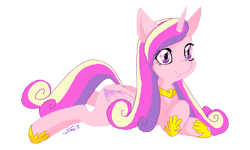 Size: 676x405 | Tagged: safe, artist:soina, princess cadance, alicorn, pony, g4, lying down, prone, simple background, solo, transparent background