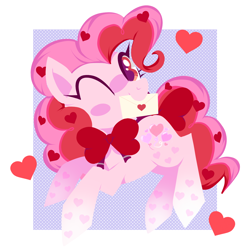 Size: 1366x1393 | Tagged: safe, artist:peachesandcreamated, pinkie pie, earth pony, pony, g4, alternate cutie mark, alternate eye color, letter, mouth hold, solo