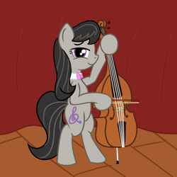 Size: 1200x1200 | Tagged: safe, artist:dafiltafish, octavia melody, earth pony, pony, g4, bipedal, bow (instrument), bowtie, cello, female, musical instrument, solo, stage
